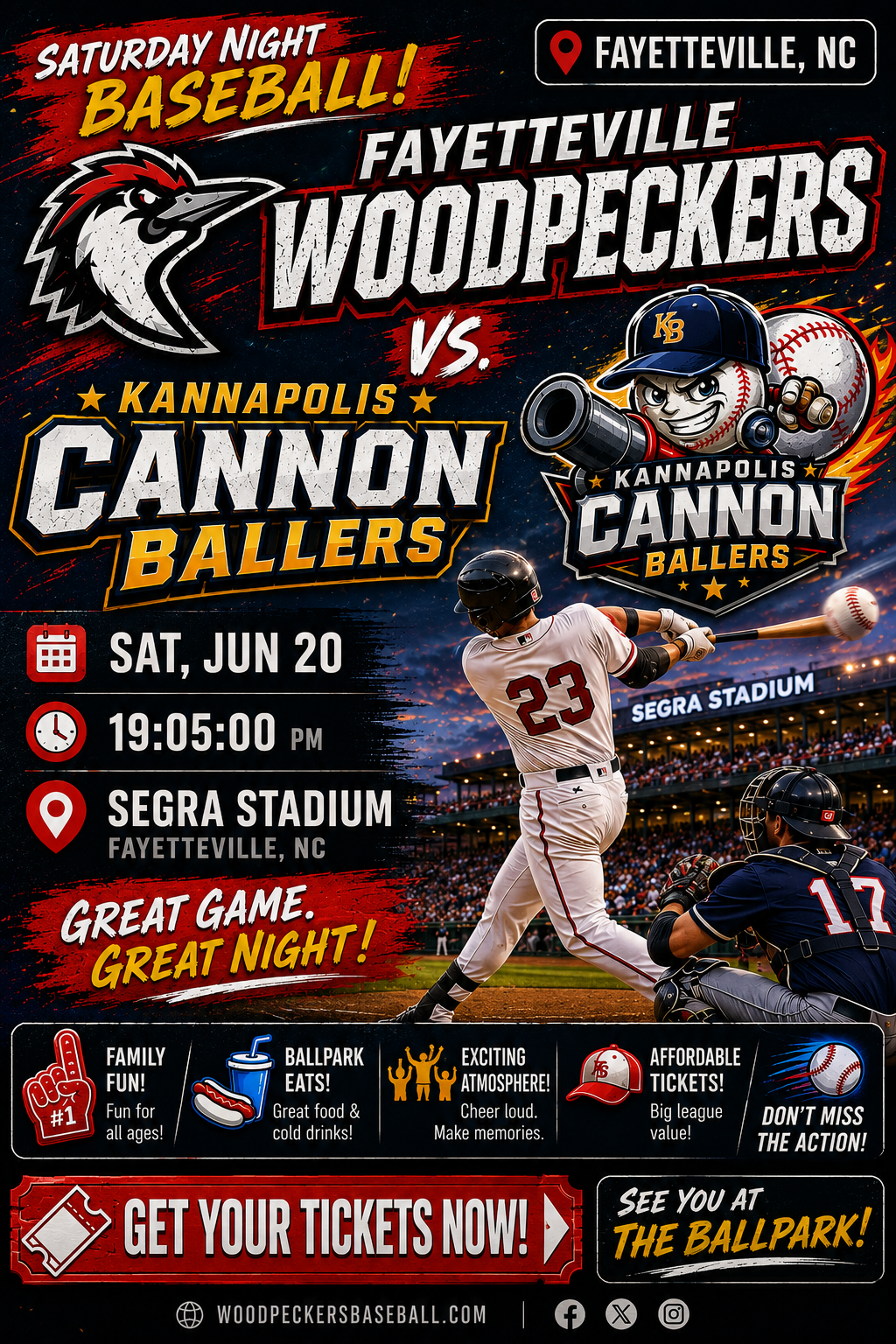 Fayetteville Woodpeckers vs. Kannapolis Cannon Ballers