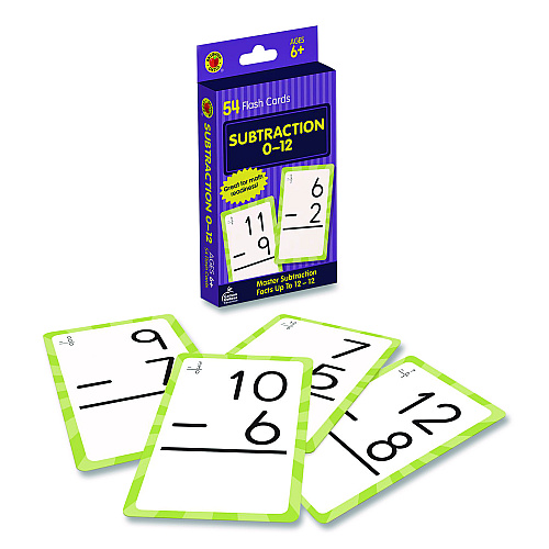 Carson-Dellosa Subtraction 0 to 12 Flash Cards, 3.25 x 5.25, Assorted Colors, 54 Cards
